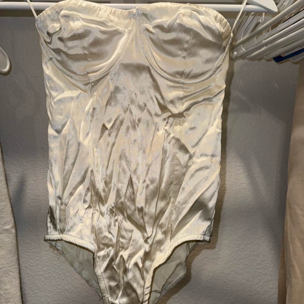 Elegant Ivory Satin Bodysuit